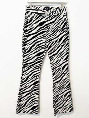 Cuidado Con El Perro Pants Size 4 Zebra Animal Print Black White Denim Pant Rave
